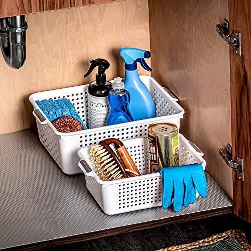 Madesmart Classic Medium Storage Basket - White | Classic Collection | Multi-Purpose Organizer | Soft-Grip Dots And Non-Slip Feet | Bpa-Free #TOP4