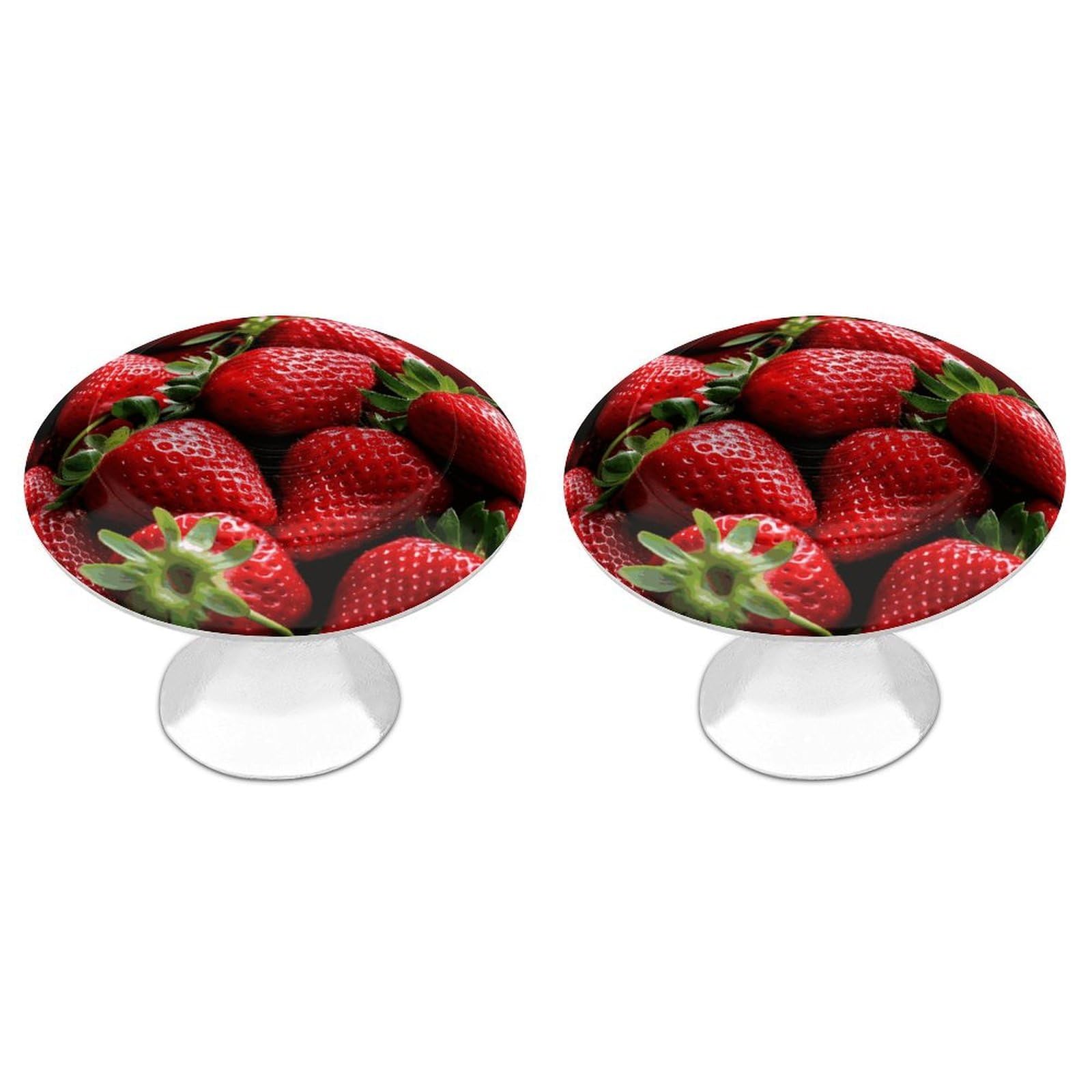 QMNLKH Fresh Strawberries Cabinet Knobs for Home, Round Drawer Pulls for Kitchen, Personalized Cupboard Handles with Screw, Fashion Dresser Knobs for Office, Drawer Handles, 2 Packs