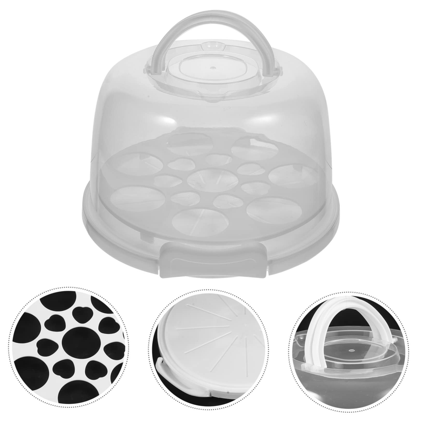 ABOOFAN Large Cake Box Lid Airtight Cake Storage Container Round Cheesecake Keeper Handle Plastic Dessert Carrier for Cupcake Saver