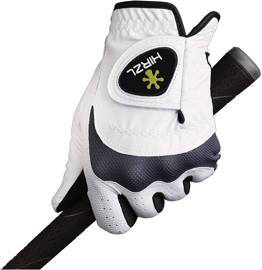 HIRZL Trust Hybrid – Men’s All Weather Golf Glove | Kangaroo Leather | Ultimate Grip and Ergonomic Fit, White/Black (Pack of 5)