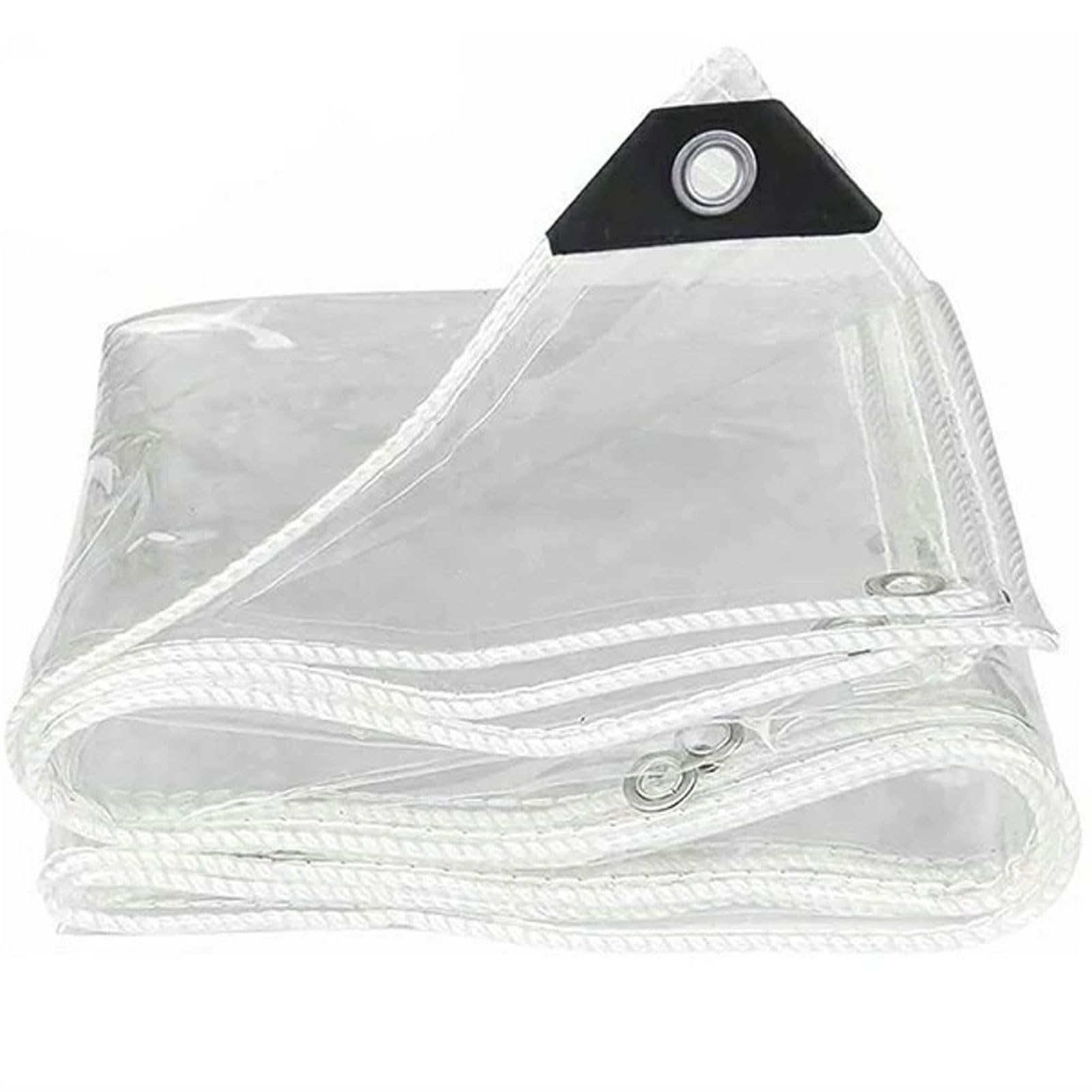 Clear Waterproof Tarp with Reinforced Corners and Eyelets, Transparent Outdoor Cover for Greenhouse, Gazebo, Balcony Enclosure, Patio and Plant Protection (5x5m)