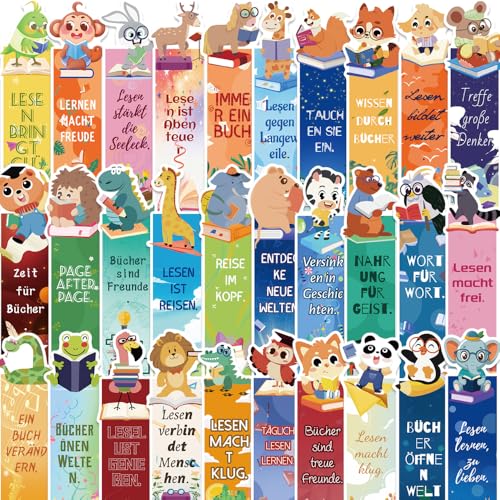 30PCS German Animal Bookmark Set - Educational Bookmarks with German Animal Names & Illustrations, Language Learning Tools for Students, Teachers, Kids Classroom Supplies