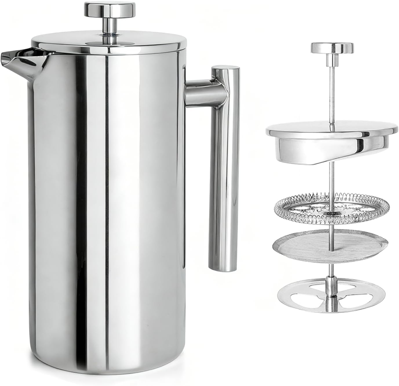 French Press Coffee Maker 27OZ : 304 Grade Stainless Steel Double Walled Insulated Coffee Press with Filter - Heat Resistant Coffee Maker Brewwing tea for Kitchen Travel Office Outdoor Camping