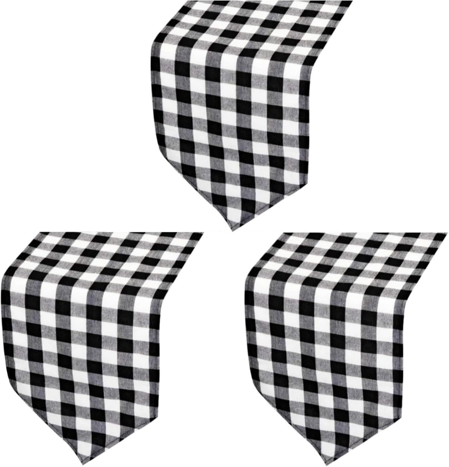 8 Pack Buffalo Check Table Runners Plaid Table Runner for Christmas Dinner, Lumberjack Party, Outdoor or Indoor Gatherings Table Home Decorations (Black & White, 72 inches)