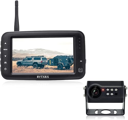 Cámara de respaldo inalámbrica, monitor de 4.3 pulgadas con cámara inversa de matrícula, visión nocturna infrarroja y ángulo de visión, PY-34122