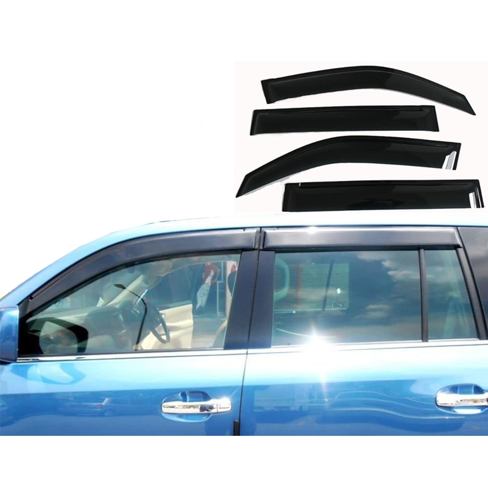 Visière de fenêtre latérale, pour Toyota Land Cruiser 200 FJ200 LC200 LX570 2008 2009 2010 2011 2012 2013 2014 2015 2016, Weathershield