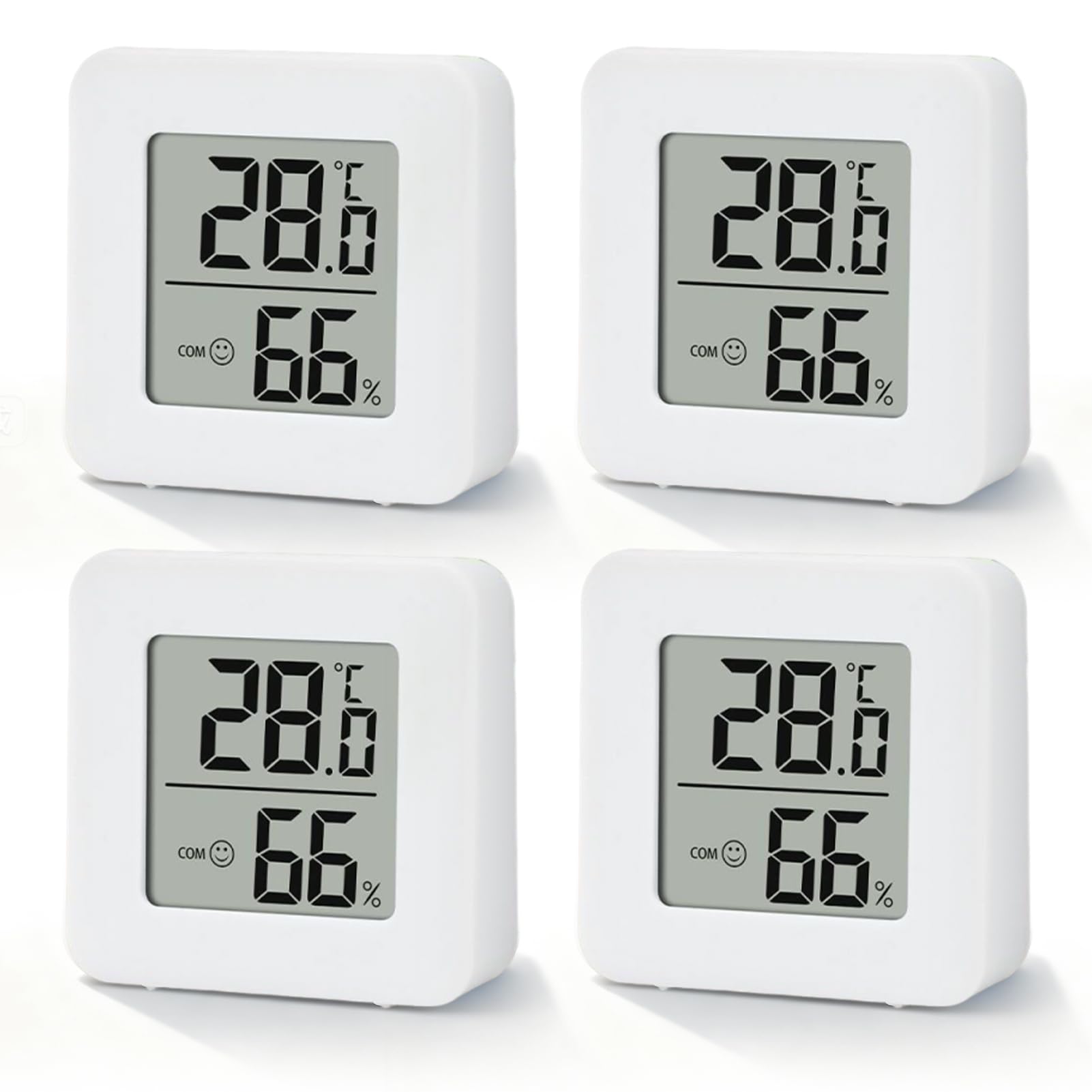 4PCS Room Thermometer, Digital Room Thermometer Hygrometer, Indoor Thermometer Hygrometer with Temperature Humidity Monitor for Baby, Home, Office, Nursery, Greenhouse, Garden (White)