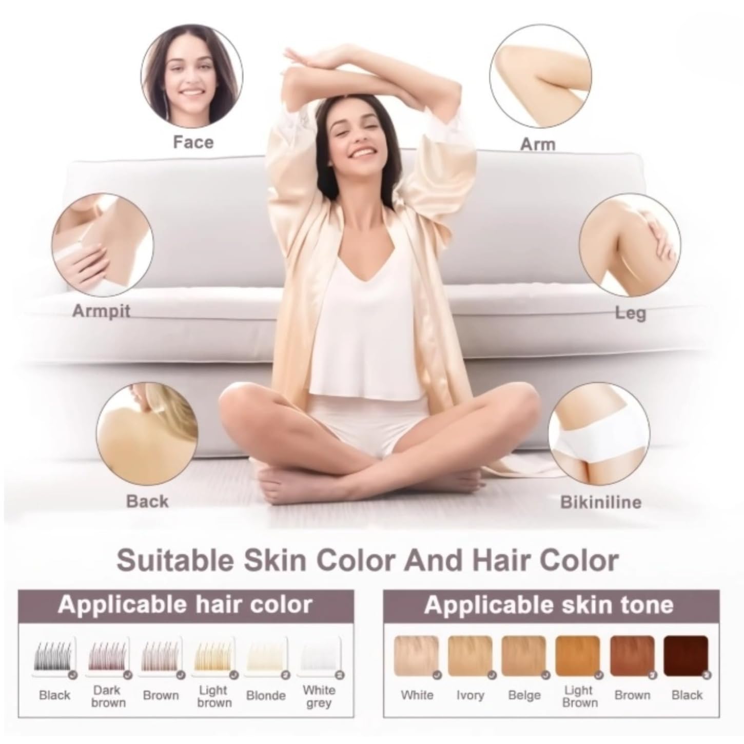 Dispositivo Estetico 4 in 1 per Viso e Corpo | Depilazione, Trattamento della Pelle, Raffreddamento a Ghiaccio, Adatto a Tutti i Tipi di Pelle