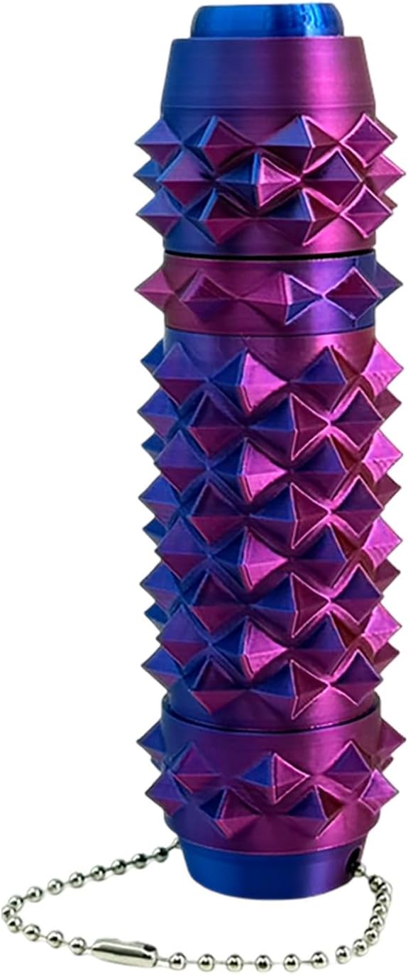 Little Ouchies Pain Fidget Toys for Adults, Spiky Fidget Toys with Clicker Spinner Storage Roller Maze Spiky Grip, Pain Stim Fidget for Adults Anxiety & Stress Management, Portable Keychain (Purple)