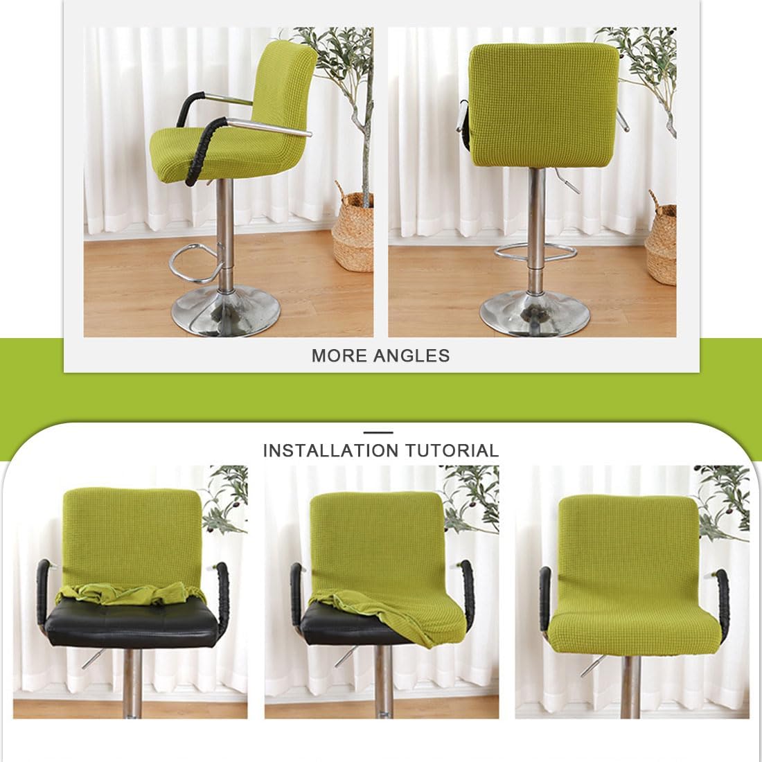 Bar Stool Cover with Back Stretch Square Swivel Barstool Chair Slipcover for Counter Modern Armrest Counter/Island High Chair Cover Set of 6 Burgundy