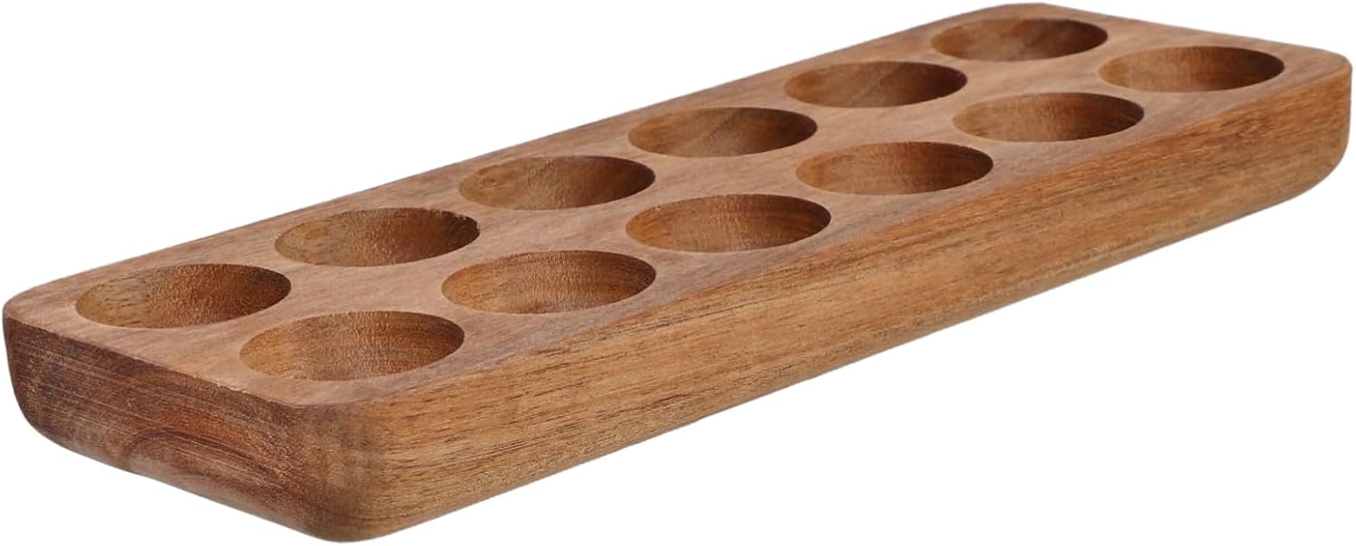 12holes Wooden Holder Tray for Kitchen Organization Rustic Countertop Storage Smooth Finish Organizer for Home Decor and Everyday Use