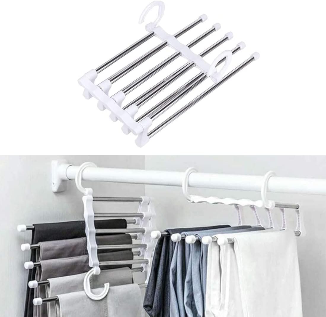 Polly Online Stainless Steel Trousers Hangers - Folding Space Saving Closet Organizer