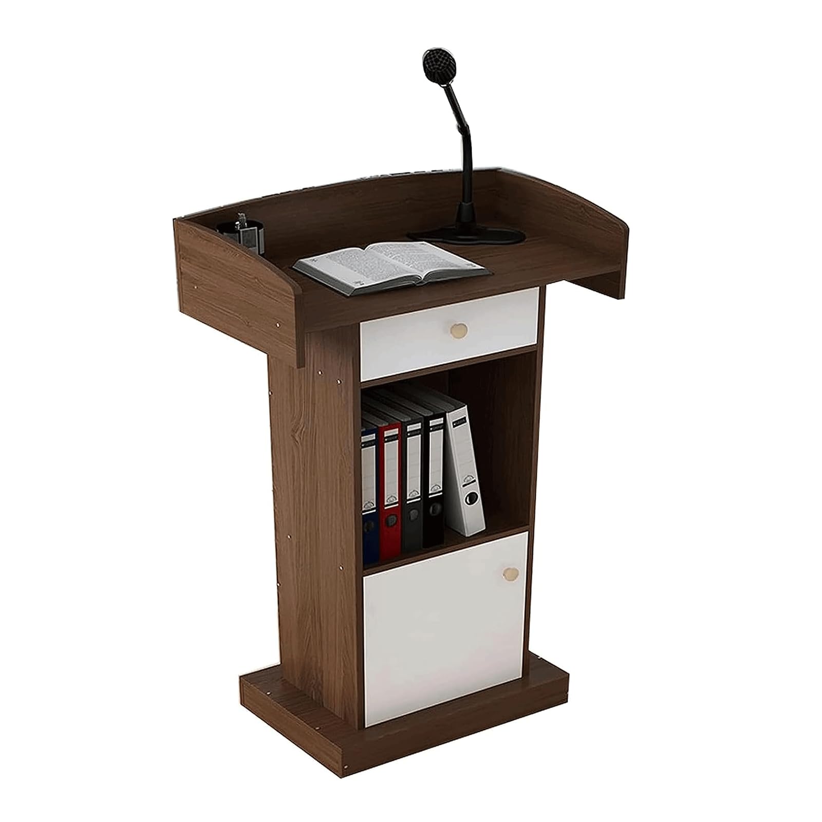 Leggio moderno in legno con ampi cassetti 124 cm podio da terra per chiese eventi e presentazioni – Design elegante e funzionale