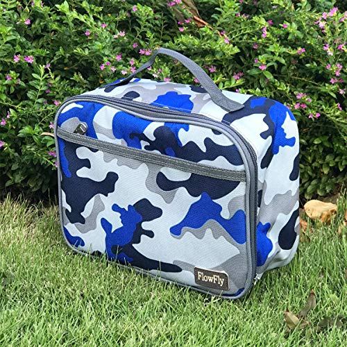 FlowFly Kids Lunch box Insulated Soft Bag Mini Cooler Back to School Thermal Meal Tote Kit for Girls, Boys,Blue Camo - Image 7