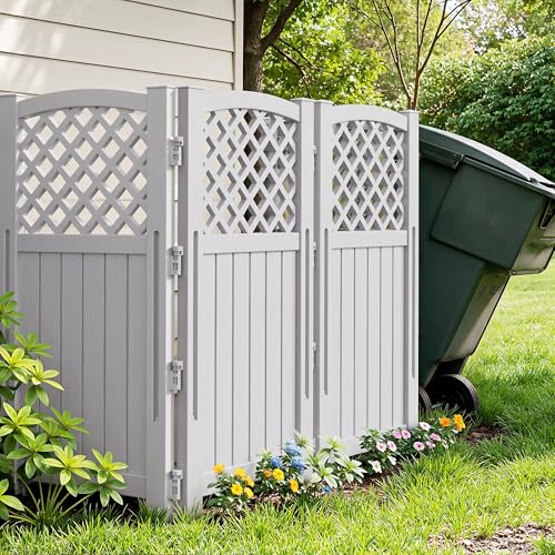 Image of Greesum Outdoor Air Conditioner Fence, Privacy Screen 4 Panels, Grey