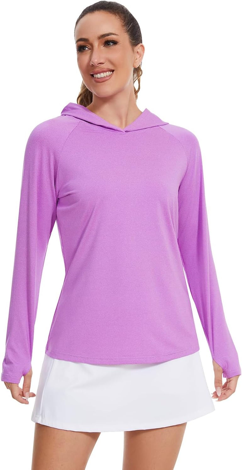 Femdouce 3 Pack UPF 50+ Sun Protection Hoodie for Women Athletic Long Sleeve Hoodie Shirt Lightweight with Thumb Hole - Image 2