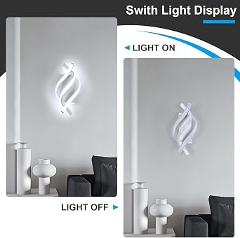 DELIPOP Wall Sconces, Modern Wall Sconce, 6500K Cool White Indoor Wall Light, Acrylic LED Wall Lights for Bedroom, Bathroom, Living Room, Hallway, Balcony (White)