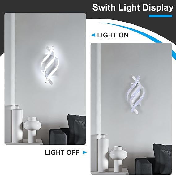 DELIPOP Wall Sconces, Modern Wall Sconce, 6500K Cool White Indoor Wall Light, Acrylic LED Wall Lights for Bedroom, Bathroom, Living Room, Hallway, Balcony (White)