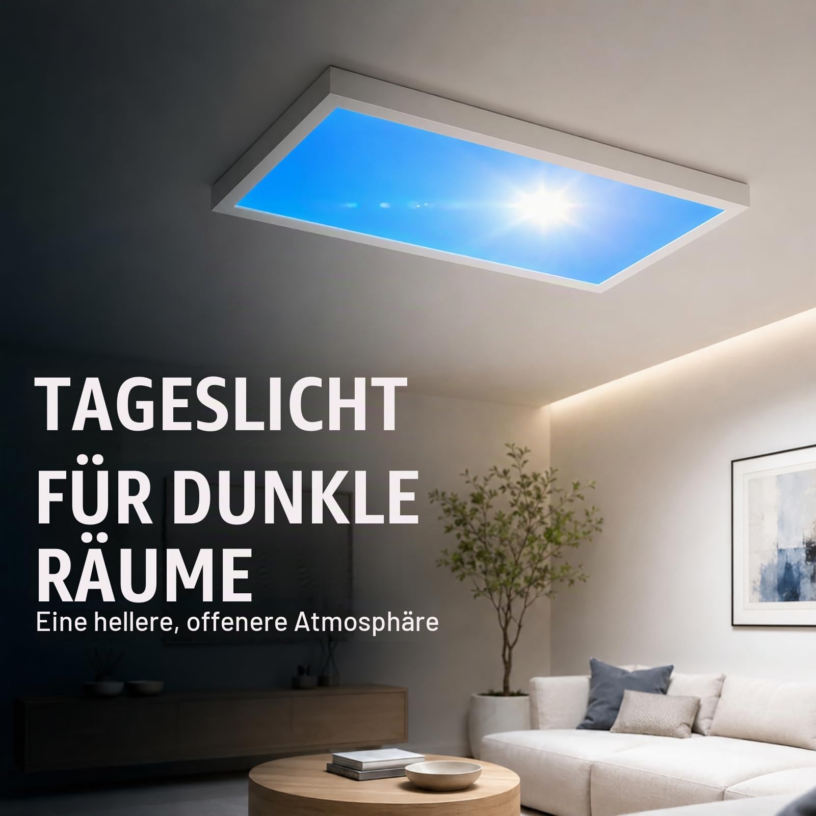 Smart Blue Sky Light Deckenleuchte dimmbar mit Himmelslichteffekt ,60*30*5