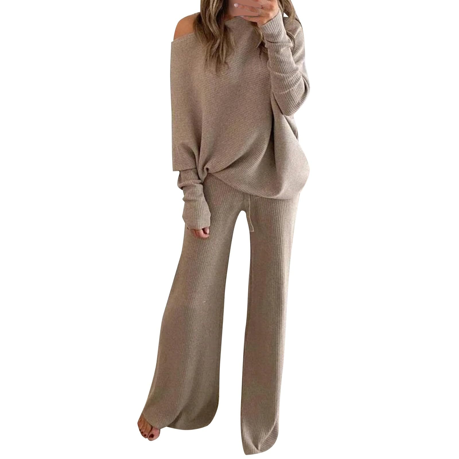 Tuta Donna Maglione E Pantalone Completi Due Pezzi Elegante Curvy Calda