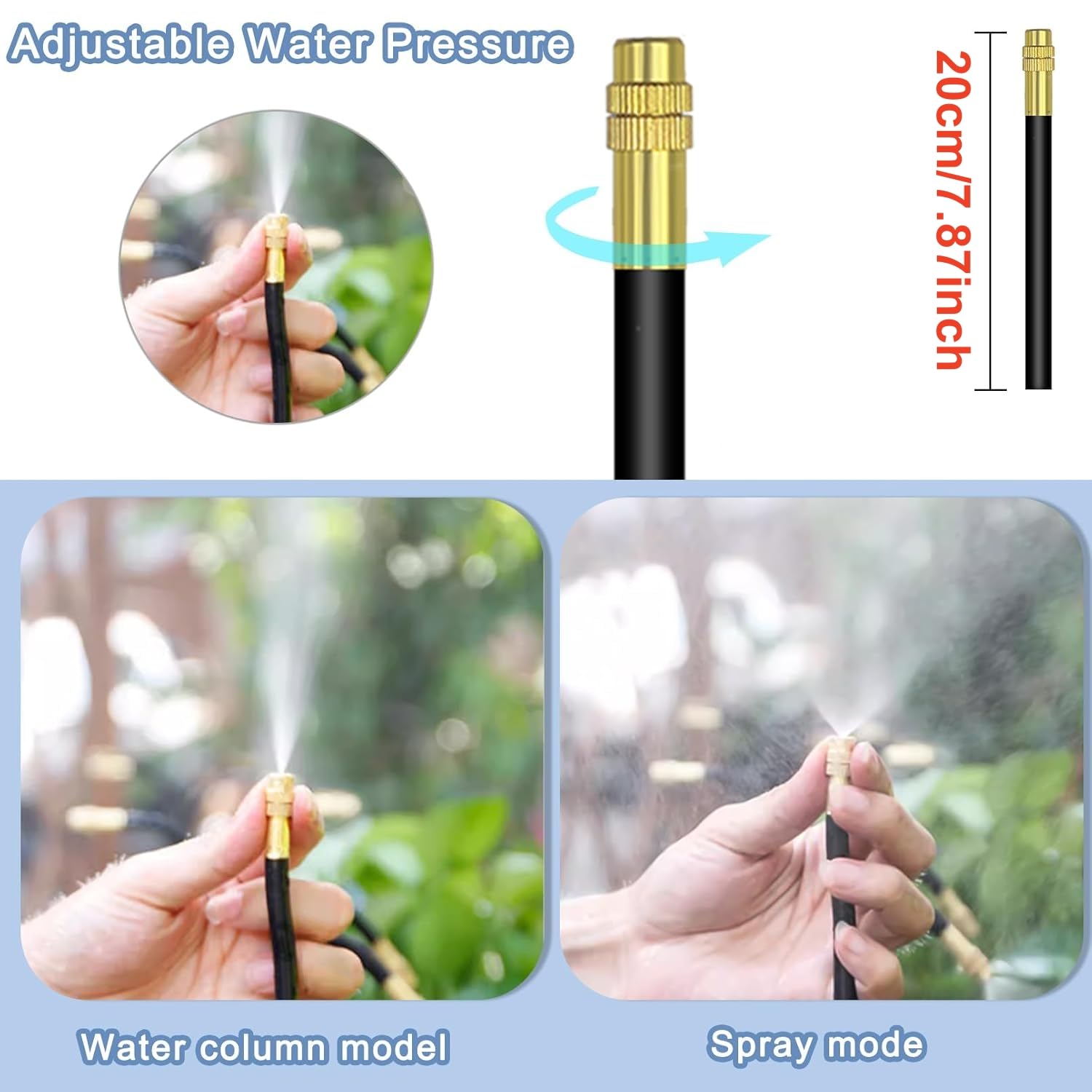 12Pièces Buse de pulvérisation d'irrigation HAXIHA Buse de brouillard 20cm Réglage Universel Tuyau D'eau 8mm de Diamètre Extérieur+12 connecteurs de type T 8mm+12 Bouchons D'Irrigation,pour Irrigation