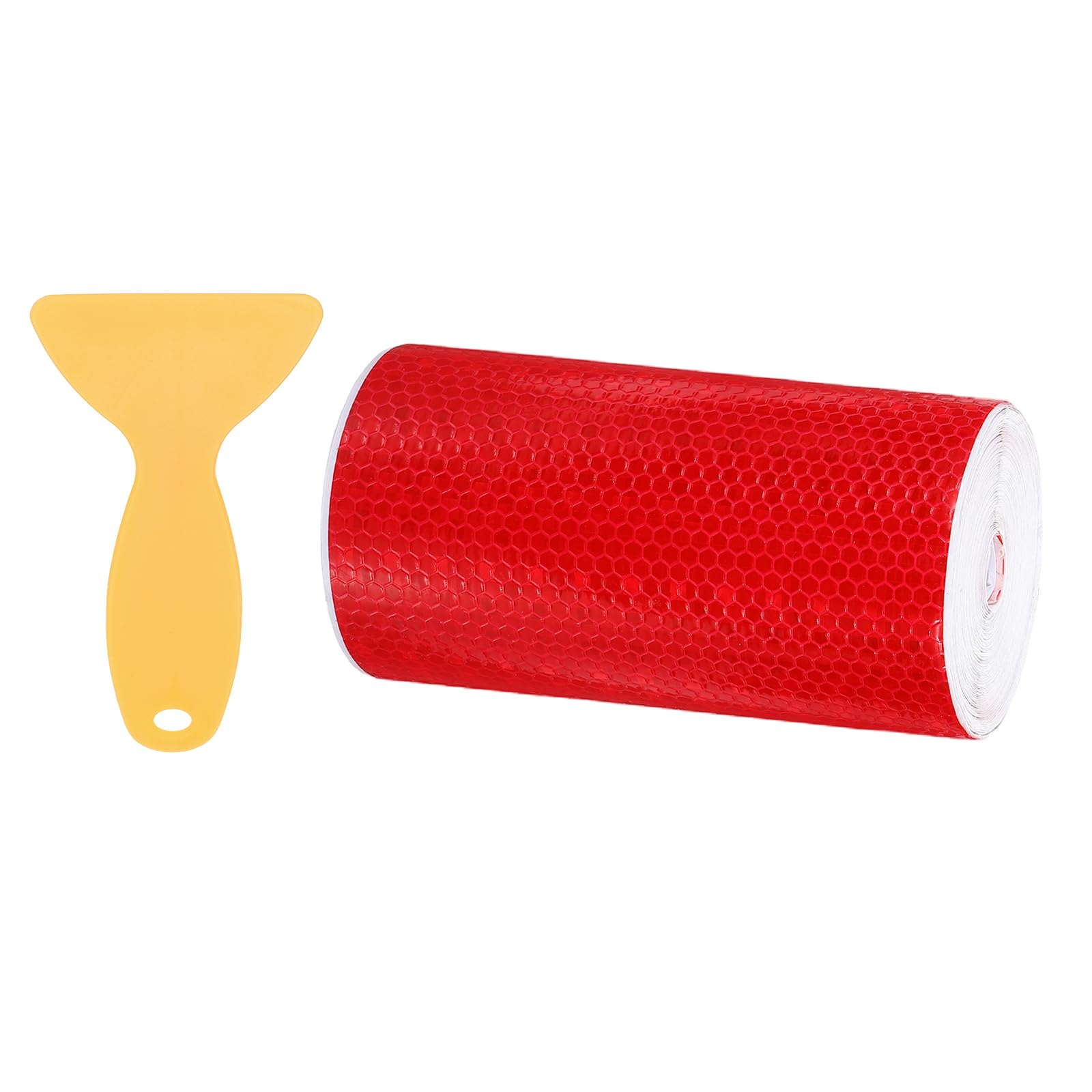 PATIKIL 6 Inch x 33 ft Reflective Tape, 1 Roll Waterproof Self Adhesive High Visibility Caution Warning Safety Tape Reflector with Scraper for Trucks Trailers Cars, Red