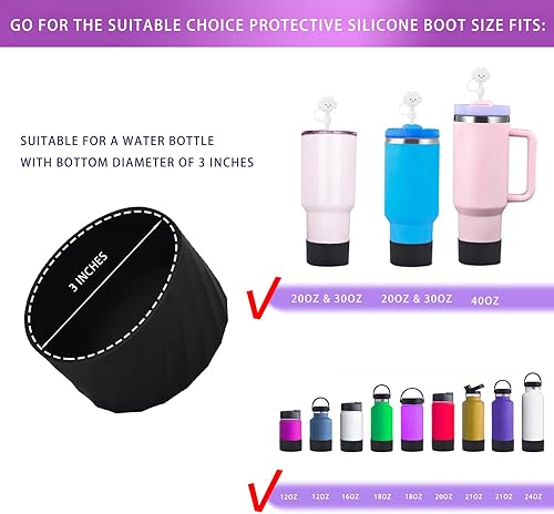 Miniatura 6 de Gjtzmty Funda protectora de silicona 2 en 1 para Stanley Cup de 40 onzas, 30 onzas, 20 onzas, Hydro Flask de 12 a 24 onzas, funda protectora