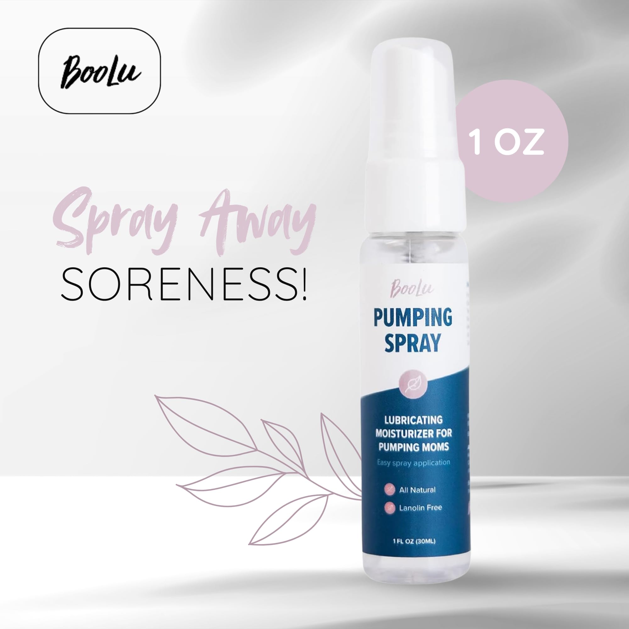 BooLu Breast Pump Flange Spray | Helps Sore Nipples & Clogged Milk Ducts | Skin Lubricant for Breast Pumping | Apply Pumping Spray Directly to Shields | Vegan & Lanolin Free | (1 Fl Oz)
