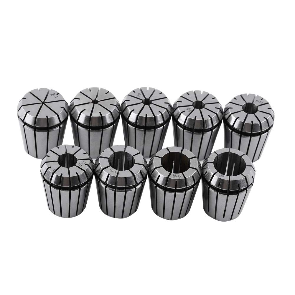 Samfox ER32 Juego de Boquillas, 9 Piezas Juego de Boquillas de Resorte CNC Cuchillas Torno Spring Collet 2-20mm para Máquina de Grabado CNC y Herramienta de Torno de Fresado