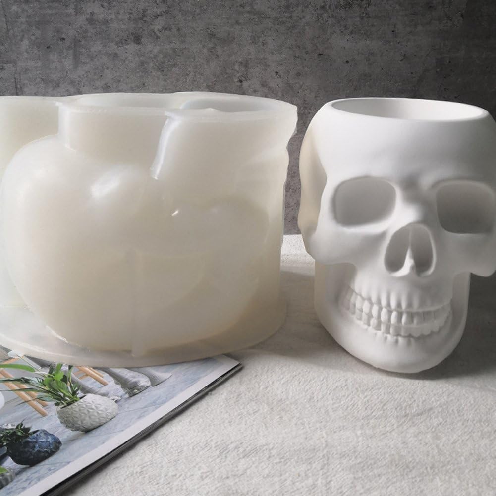 Dianzan Formy do świec na Halloween, 3D z trupią czaszką, formy silikonowe do doniczek na kwiaty