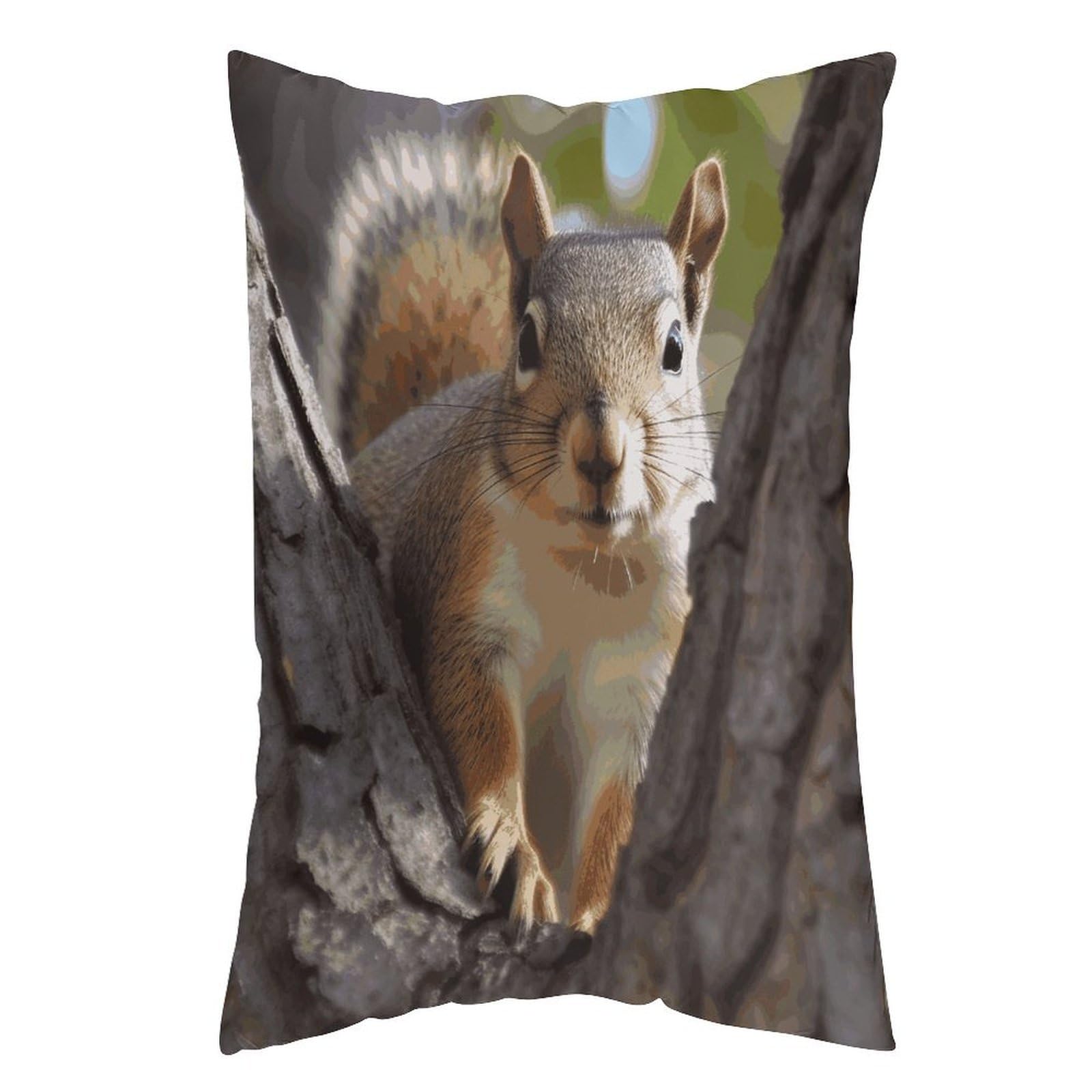 LDGSUPH Squirrel in The Tree Pillow Cases Soft Pillowcase with Invisible Zipper Wrinkle Resistant Pillow Covers Breathable Removable Pillow Protector for Bed Sofa Car 12 "x20