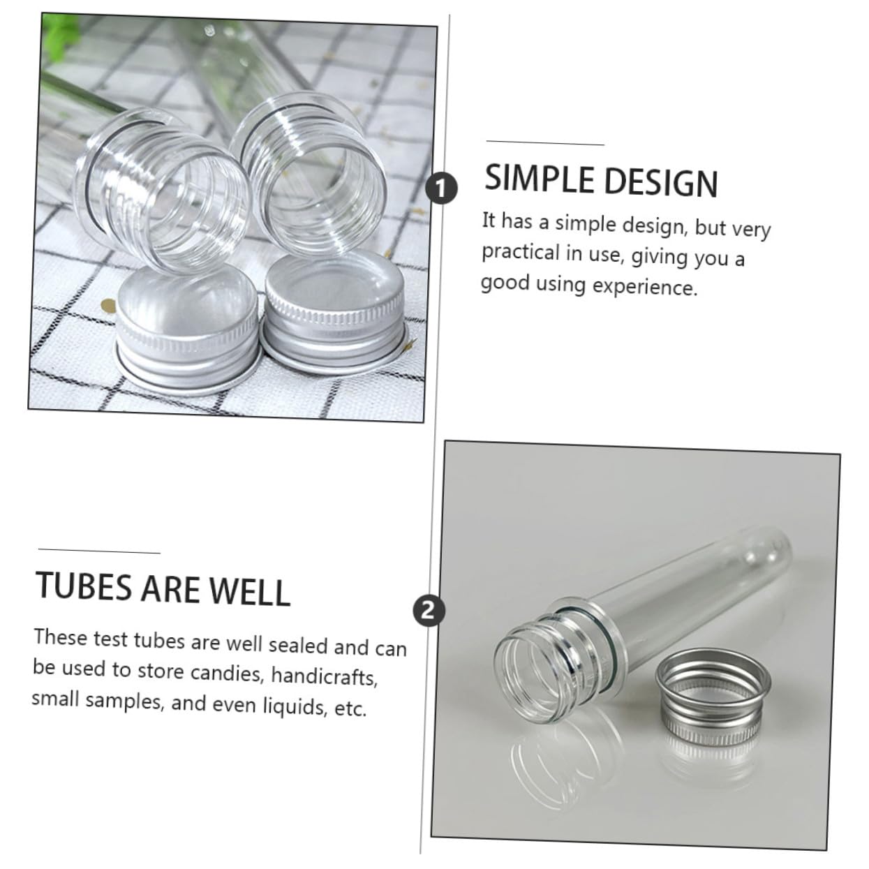 Ipetboom 50 Piezas Botella de Tubo de Ensayo Transparente Tubos de Almacenamiento de Pet para Baño y Dulces