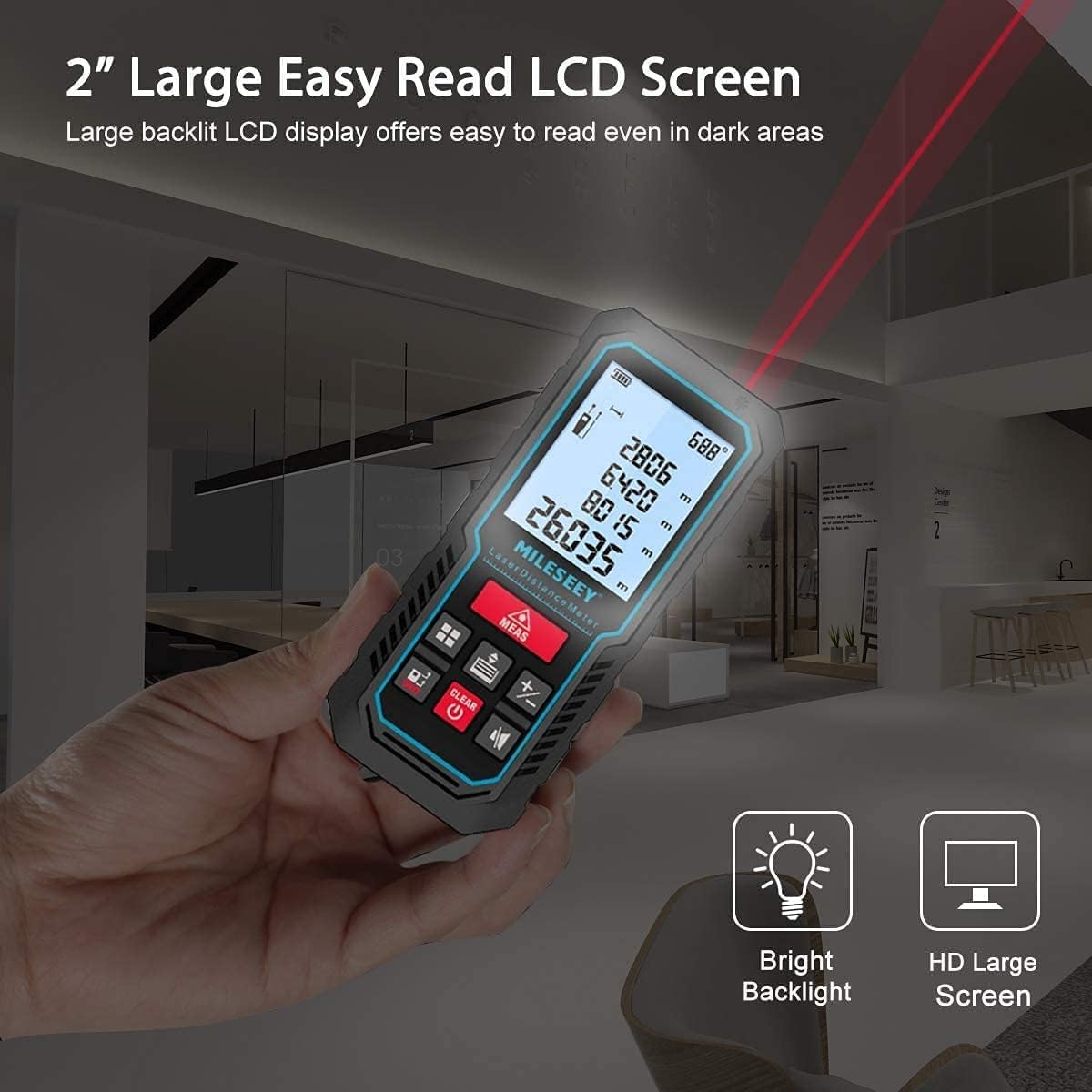 MiLESEEY S50 Metro Laser Con Raggio Verde 120 M, Tecnologia P2P, 18 Modalità, Display IPS 6,1 Cm, Batterie Ricaricabili, Per Interni Ed Esterni