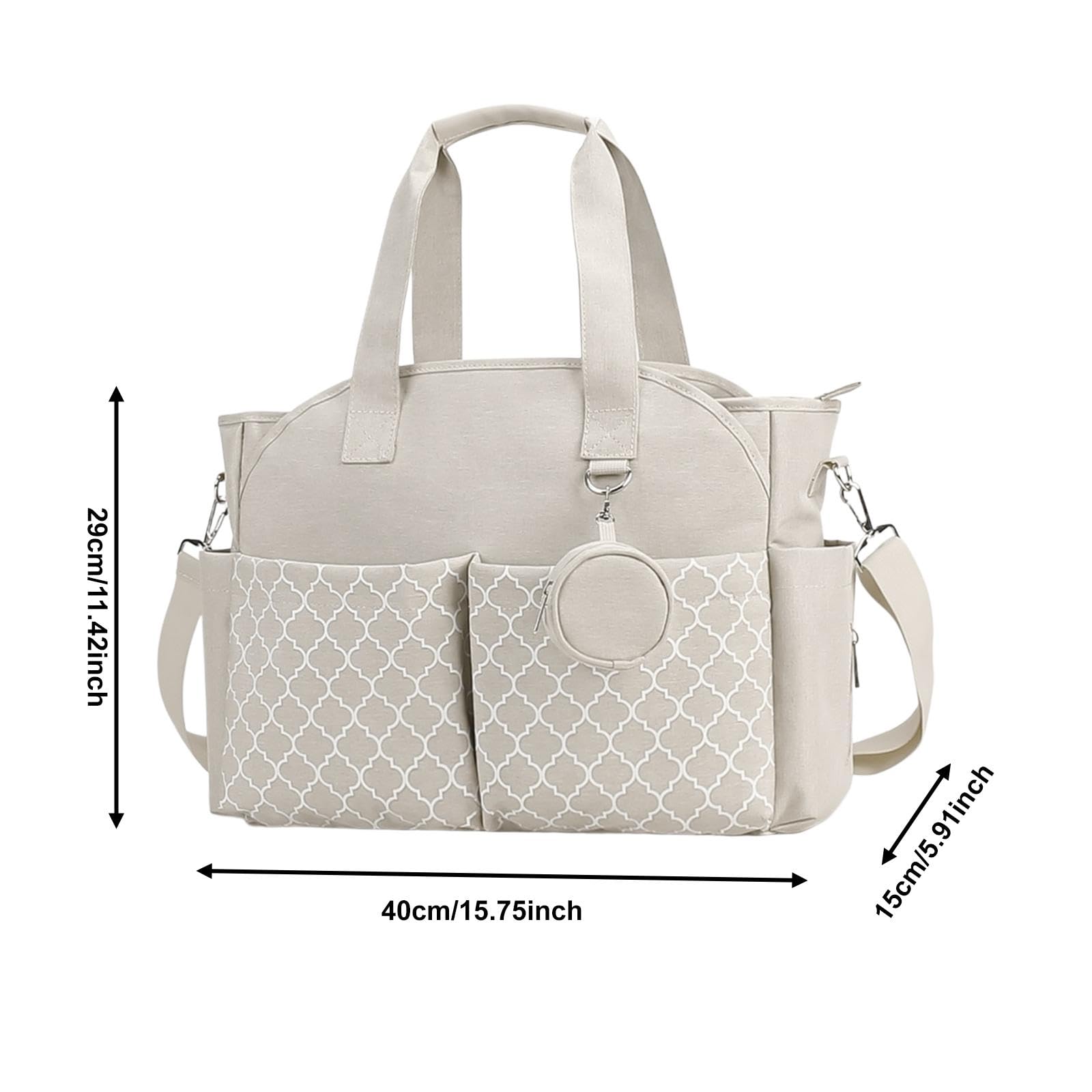 Sac à Langer Élégant avec Grande Capacité de Rangement pour Couches Vêtements de Bébé Lingettes et Accessoires Fabrication en Tissu Effet Velours, Blanc Beige