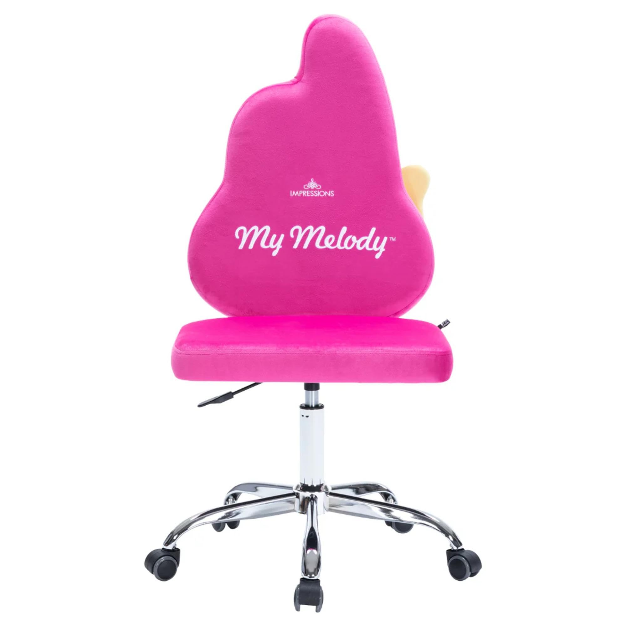 Impressions Vanity My Melody Swivel Vanity Chair for Bedroom, Comfy Makeup Desk Chair with Adjustable Height, 360 Degree Spin with Velvet Vanity Seat, and 5 Smooth Rolling Wheels (Magenta)