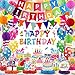 Birthday Decorations Kit, Happy Birthday Party Banner, Honeycomb Balls, Metallic Hanging Swirls, Circle Garland, Colorful Party Decorations, Backdrop Cloth, Centerpieces for Tables