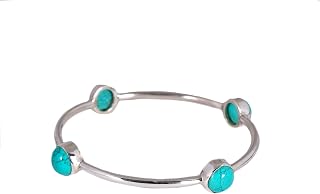 Shyle 925 Sterling Silver Bangle/Bracelet, Essence Turquoise Inspired Finish Bangles, Well Stamped with 925, Traditional S... Price In India