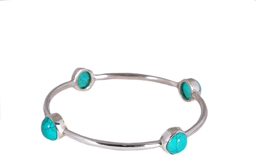 Shyle 925 Sterling Silver Bangle/Bracelet, Essence Turquoise Inspired Finish Bangles, Well Stamped with 925, Traditional S...
