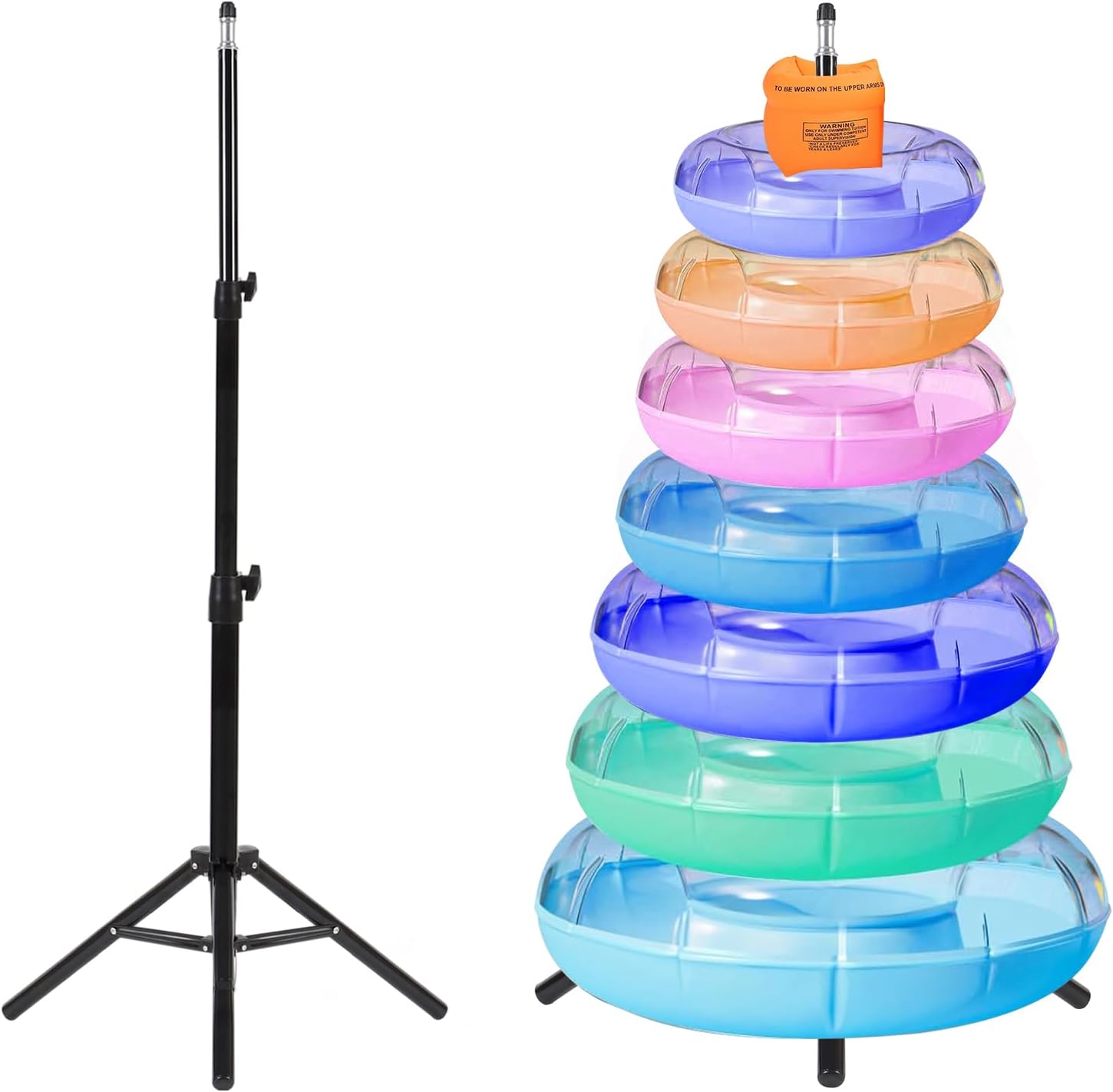 プールフロートストレージラック 調節可能なプールストレージオーガナイザー 三角形のブラケットベース スイミングリング ビーチタオル