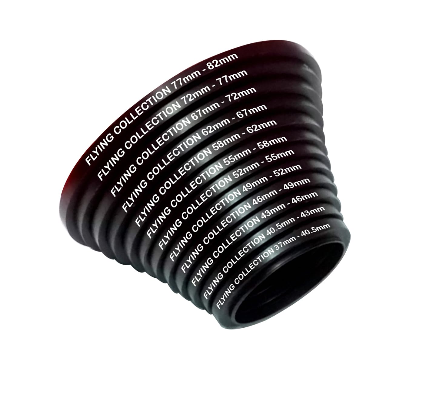 FLYING COLLECTION® Camera Lens Step Up Filter Adapter Rings Kit, 12 Ring fo Set from 37-82mm Metal Lens Filter Convertion Rings with Anodized Aluminum Threaded Black Frame for DSLR
