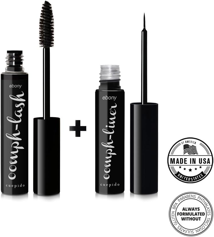 CUEPIDO Oomph-DUO (BLACK): Oomph-liner Intense Eyeliner 0.17oz/4.8g + Oomph-lash Waterproof Mascara 0.2oz/5.7g - Ebony