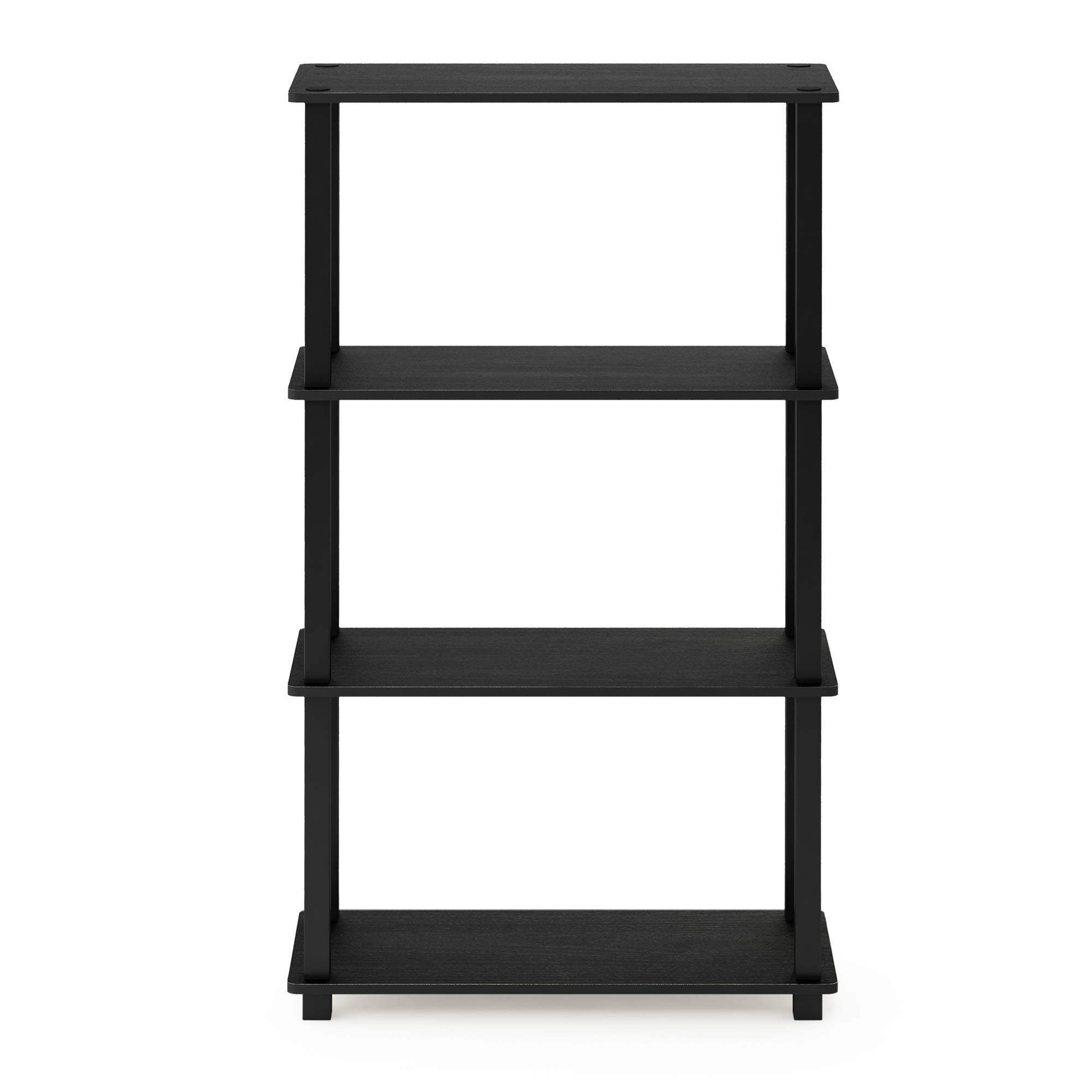 Furinno Estantes sin herramientas Americano/Negro Tubería rectangular | Estante esquinero de marco abierto, para organización y almacenamiento, sala de estar, garaje, oficina en casa