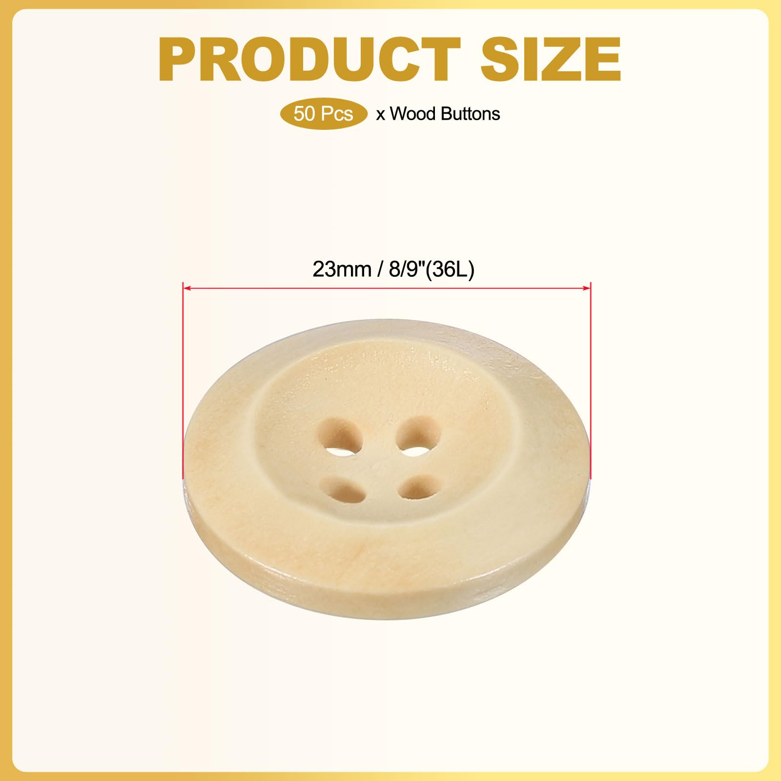 PATIKIL Wooden Buttons 8/9 Inch (23mm) - Image 2