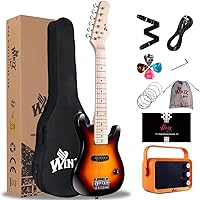 Vista 13 de WINZZ - Guitarra eléctrica para niños con kit para principiantes, 30 pulgadas
