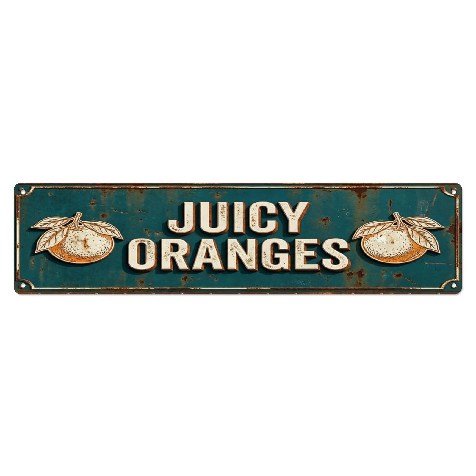 JUICY ORANGES Vintage Citrus Rustic Farmhouse Metal Tin Sign