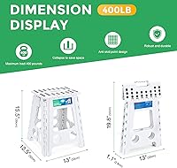 Vista 114 de Dyforce Taburete plegable de 13 pulgadas, taburetes resistentes para adultos y niños, taburetes de pie compactos, taburete plegable ligero