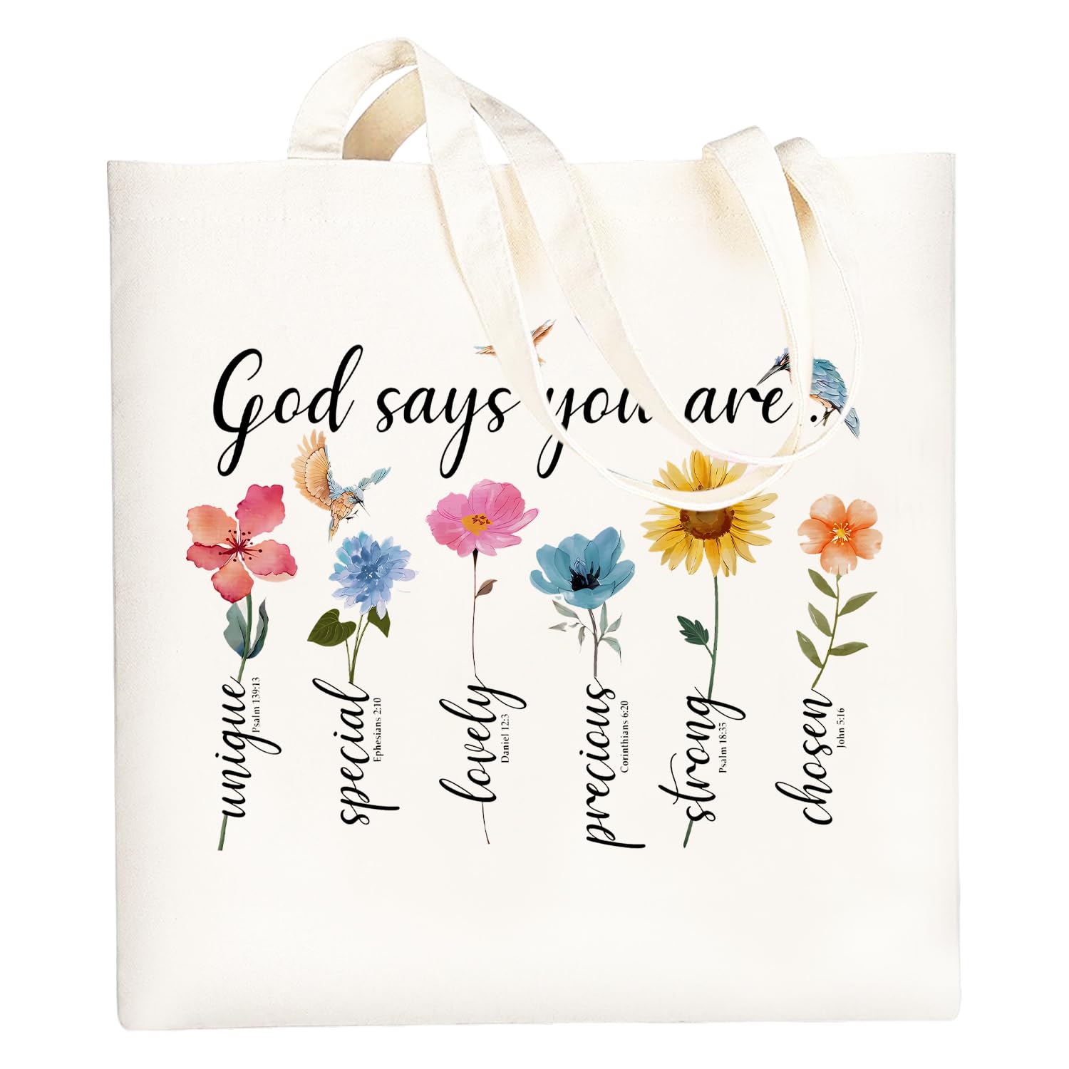 Leseogye Christian Canvas Tote Bag, Easter Gifts, Bible Bags for Women, Christian Gifts for Women, Reusable Grocery Cloth Bag with Long Handles for Shopping, Work, Travel