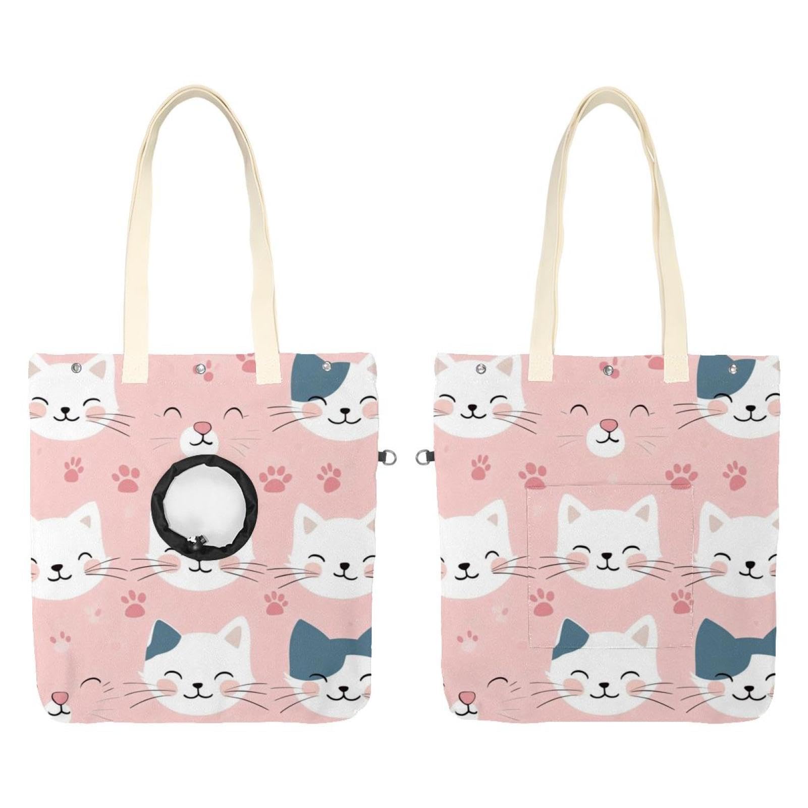 Bolsa de hombro de lona para mascotas con diseño portátil y transporte seguro