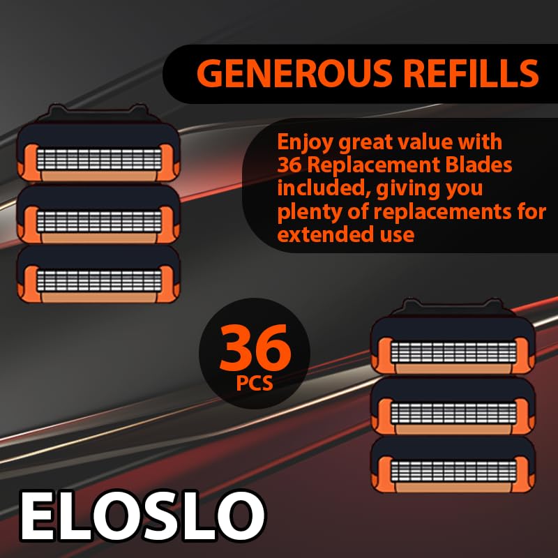 36 Count Razor Blades for GL-Fusion-5-Style Men Razors, Black image 3