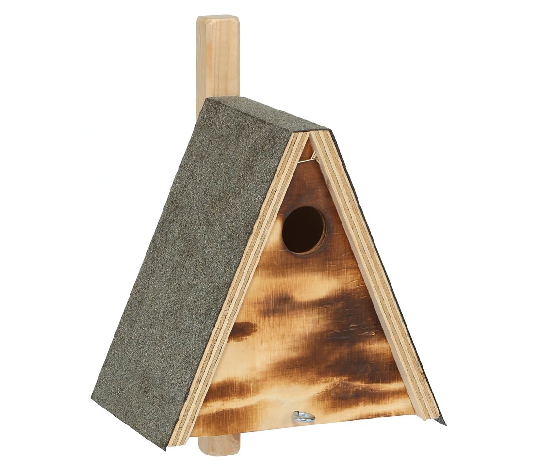 Dehner Natura Falco Wild Bird Nesting Box, Bird House/Bird Nesting Box for Wild Birds, Robust, Approx. 19 x 24 x 16 cm, FSC Certified Pine Wood, Grey